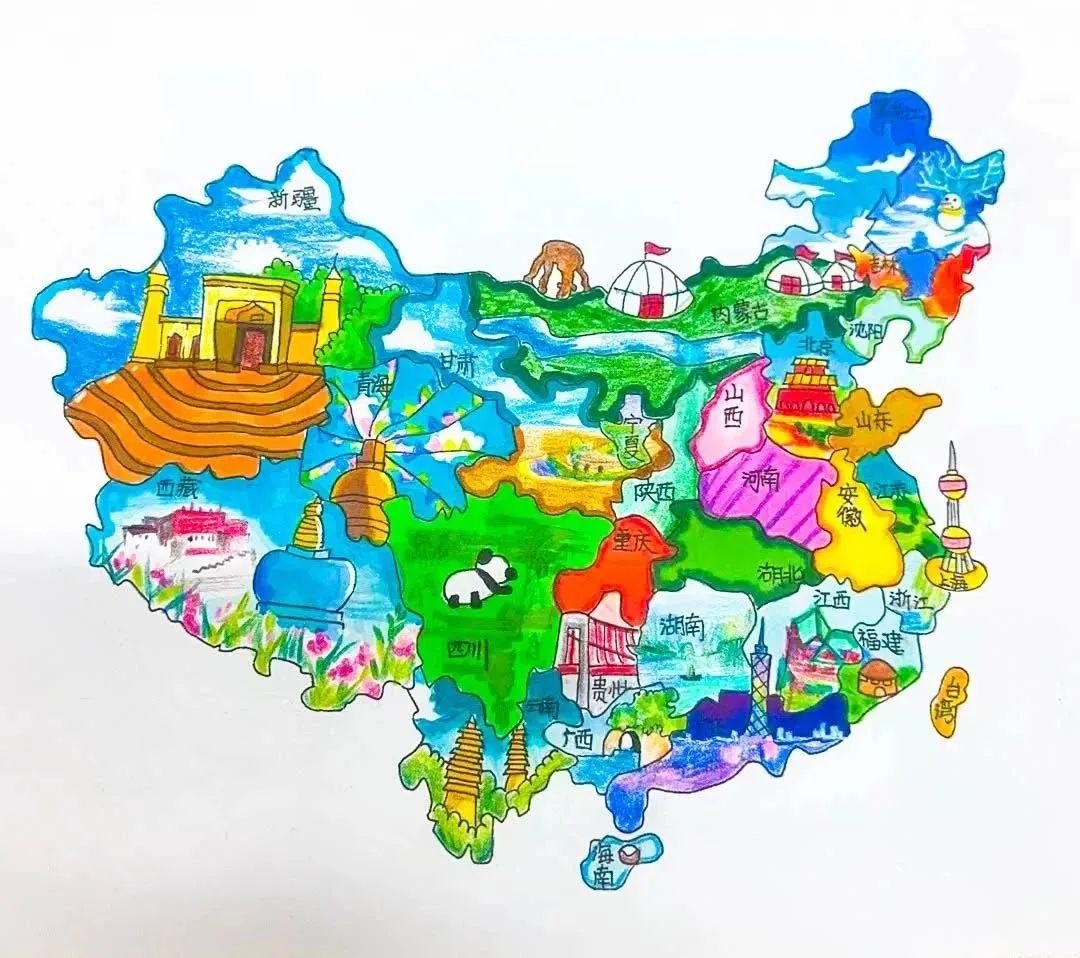 美丽的中国地图儿童画精选作品(一)